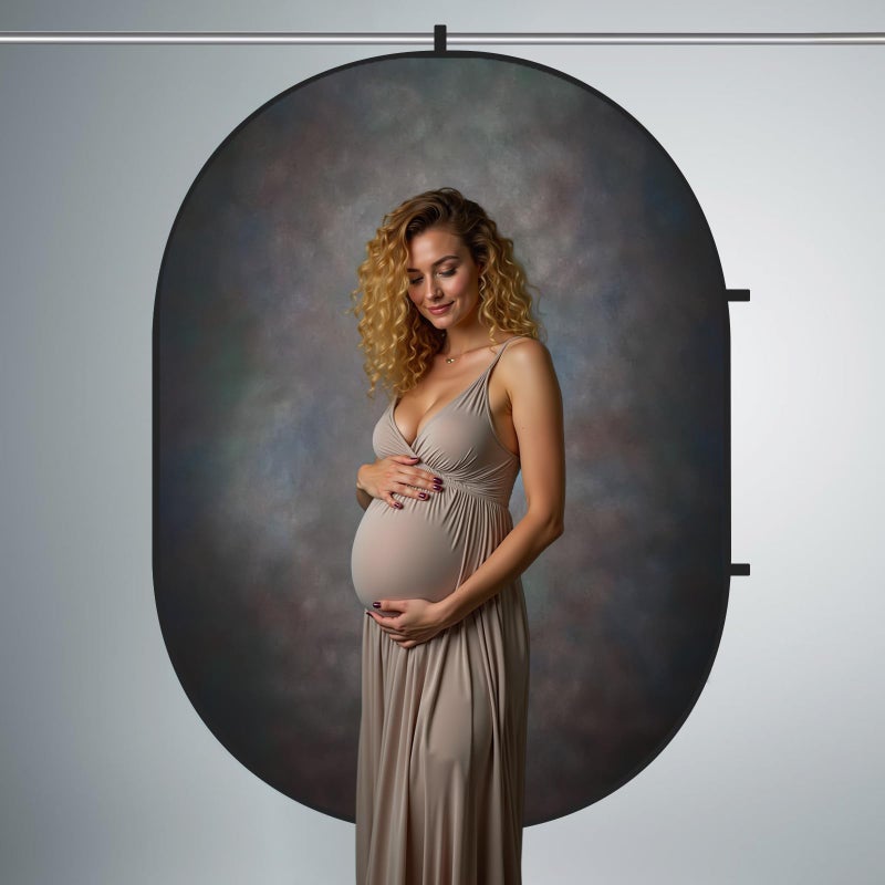 Kate 5x6.5ft(1.5x2m) Dark Grey Collapsible Backdrop Texture Folding Double Sided Pop up Backdrops for Photoshoot, Home Video Conference - Image 2